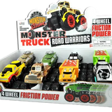 Friction Toy Car Monster Truck Road Warrior Assortment - 8 Pieces Per Retail Ready Display 20475 KIPP BROTHERS