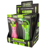 Charging Cable Glow in The Dark Flat USB to Micro USB 9FT - 12 Pieces Per Retail Ready Display 21068 GADGET GEAR