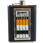 8 oz Stainless-Steel Flask with Cigarette Case - 6 Pieces Per Retail Ready Display 21768 ROUGHNECK
