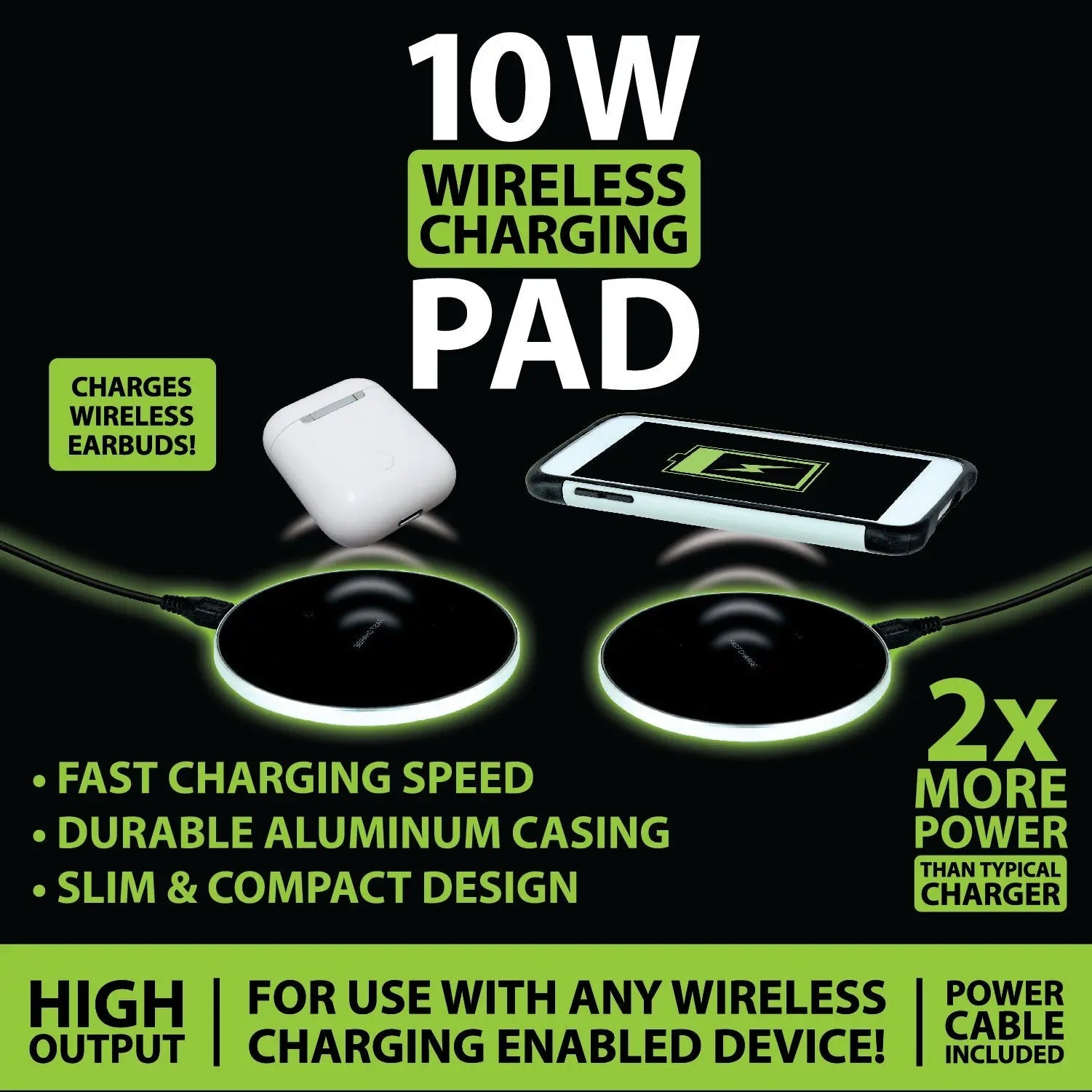 Wireless Charging Pad with Power Cable - 6 Pieces Per Retail Ready Display 21784 GADGET GEAR