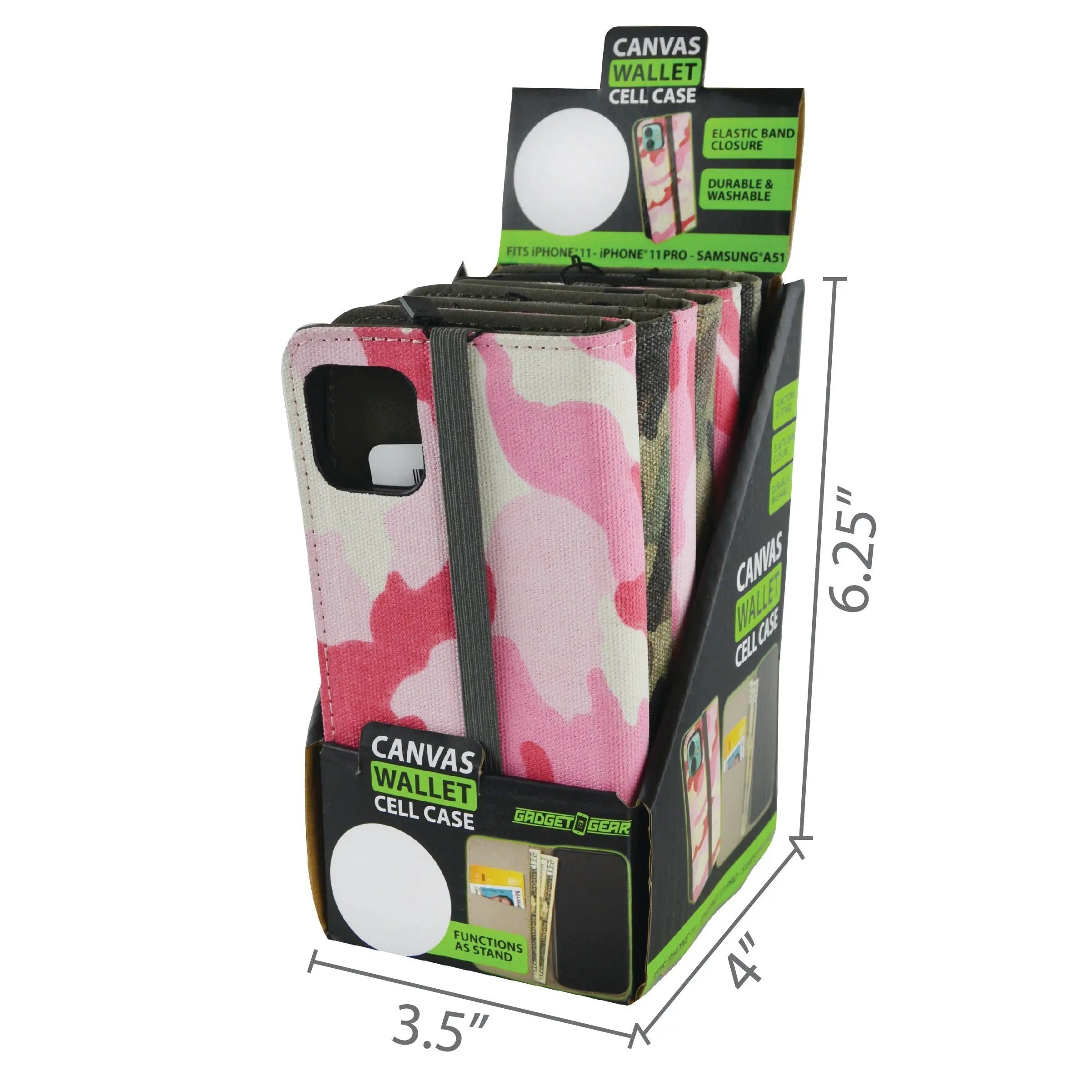 Canvas Cell Phone Wallet Iphone 11 - 6 Pieces Per Retail Ready Display 22122 GADGET GEAR