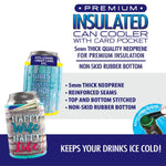 Neoprene Can and Bottle Cooler with Card Pocket - 6 Pieces Per Retail Ready Display 22467 POLAR GEAR