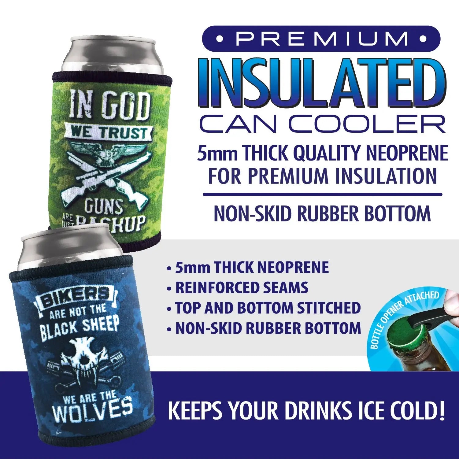 Neoprene Can and Bottle Cooler - 12 Pieces Per Retail Ready Display 26602 POLAR GEAR