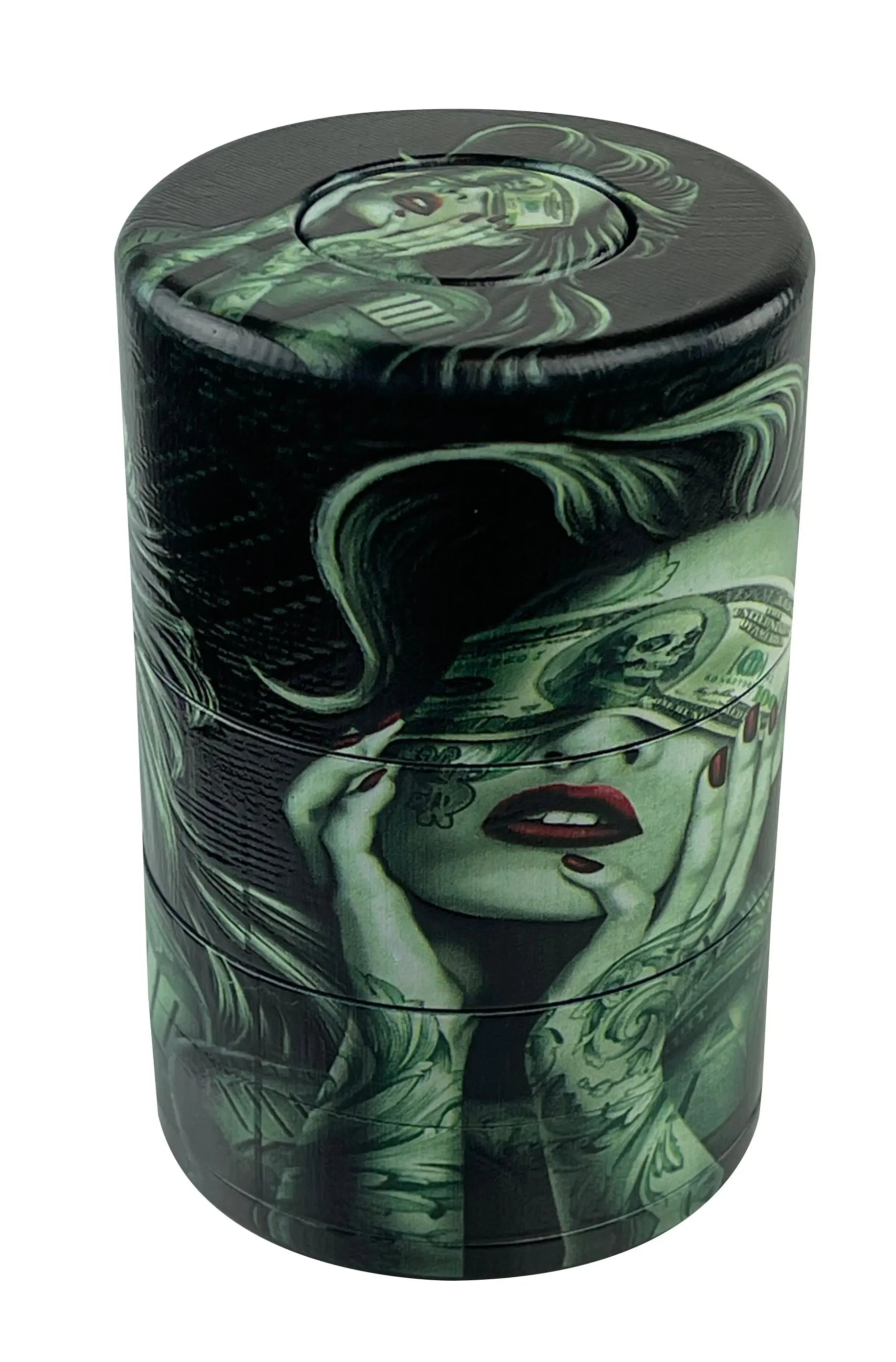 Plastic 5 Piece Grinder with Vacuum Sealed Container - 6 Pieces Per Retail Ready Display 22578 SMOKEZILLA