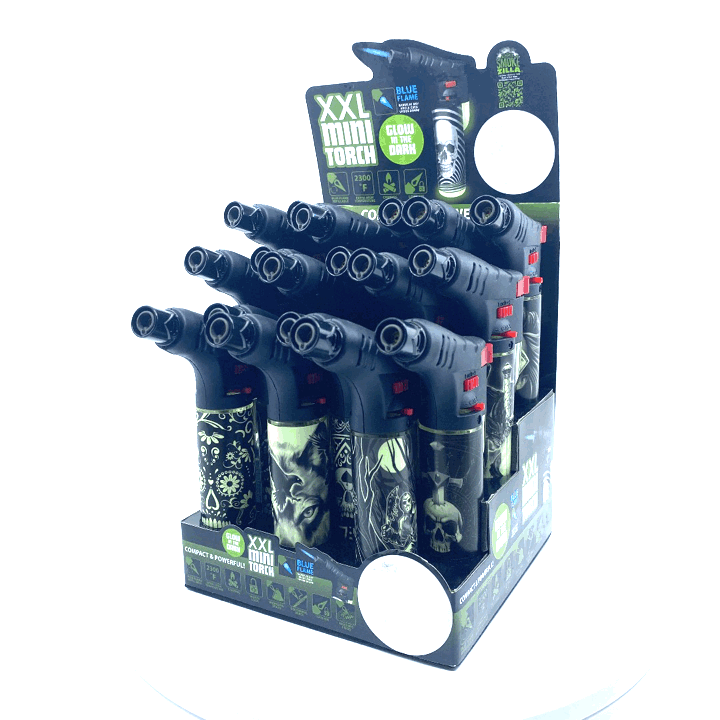 Glow in The Dark XXL Thin Torch Lighter - 18 Pieces Per Retail Ready Display 22611 SMOKEZILLA