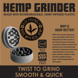 Hemp Resin 2 Piece Grinder With Magnetic Closure - 12 Pieces Per Retail Ready Display 22806