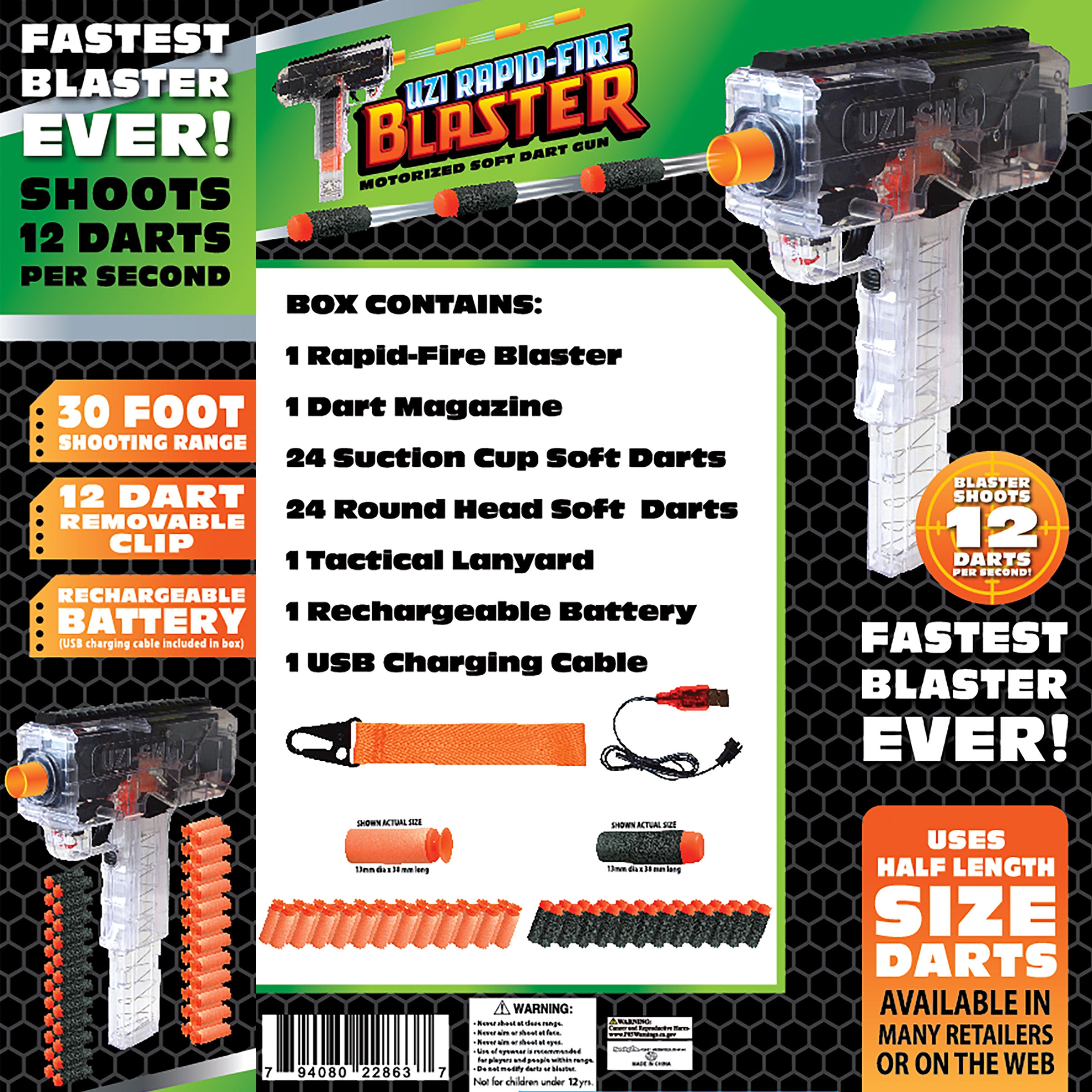Rapid Fire Soft Dart Gun with Darts - 6 Pieces Per Retail Ready Display 22863 KIPP BROTHERS