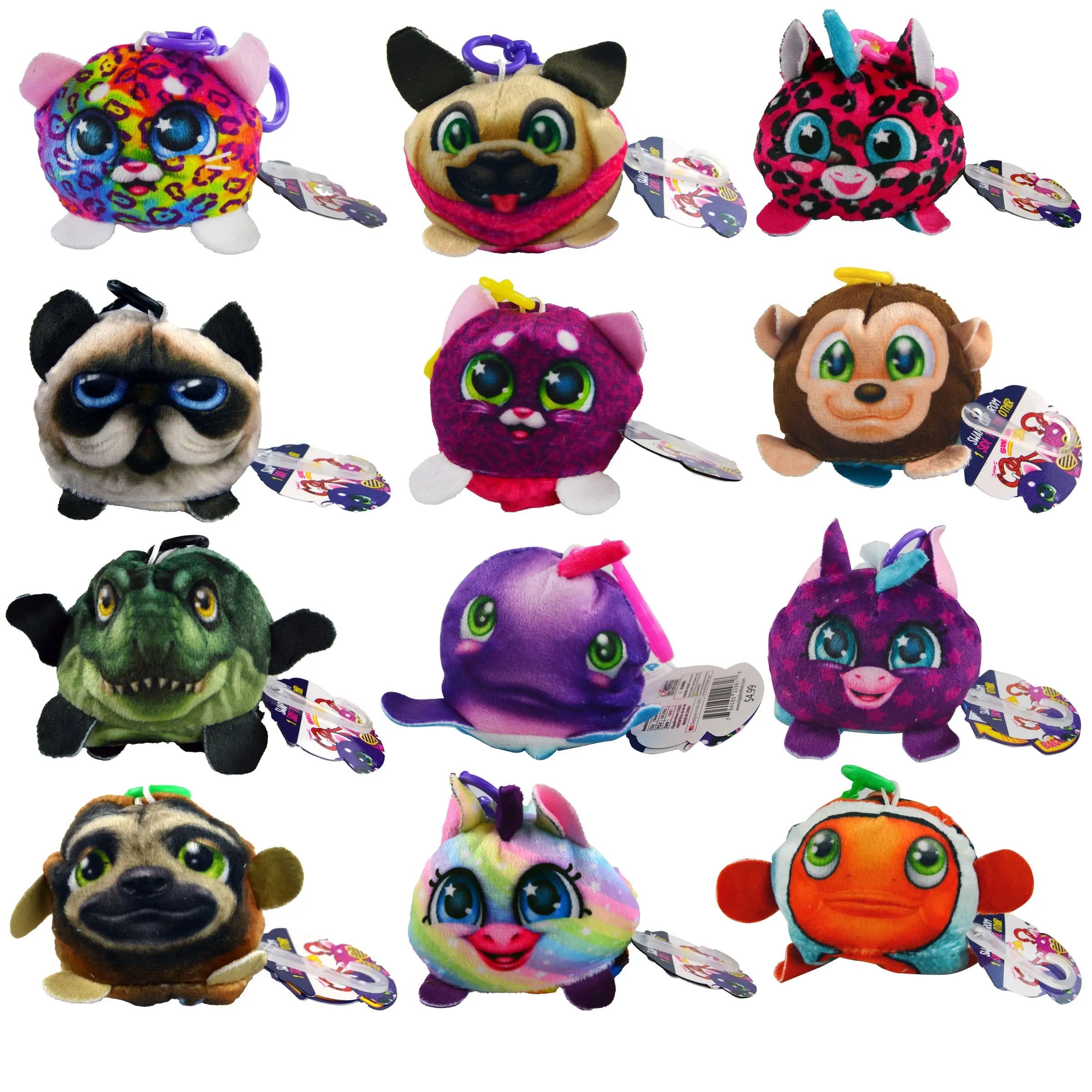 Plush Reversible Assortment Floor Display - 36 Pieces Per Retail Ready Display 88362 KIPP BROTHERS