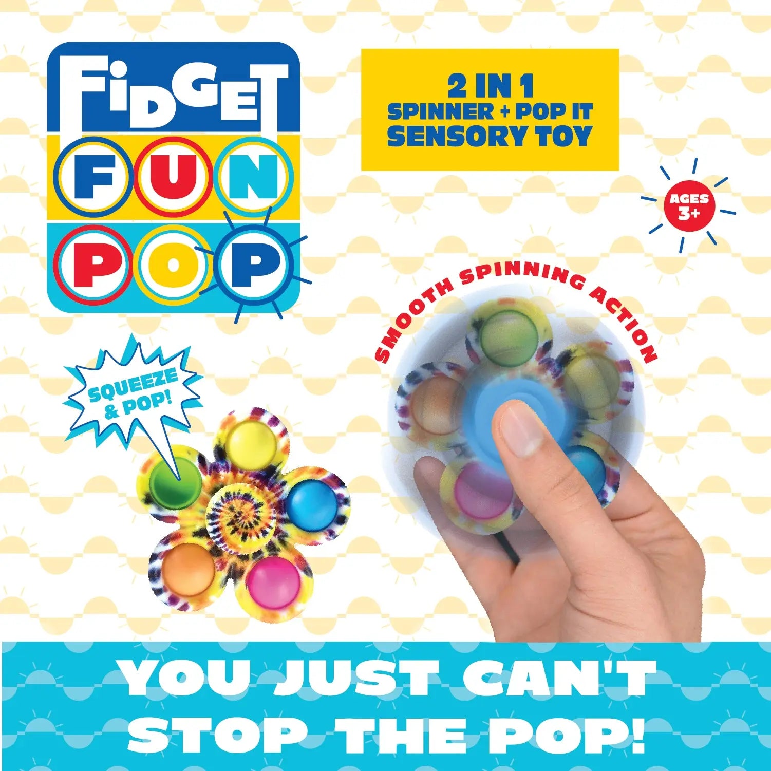 Fidget Pop Spinner Toy - 24 Pieces Per Retail Ready Display 23035 KIPP BROTHERS