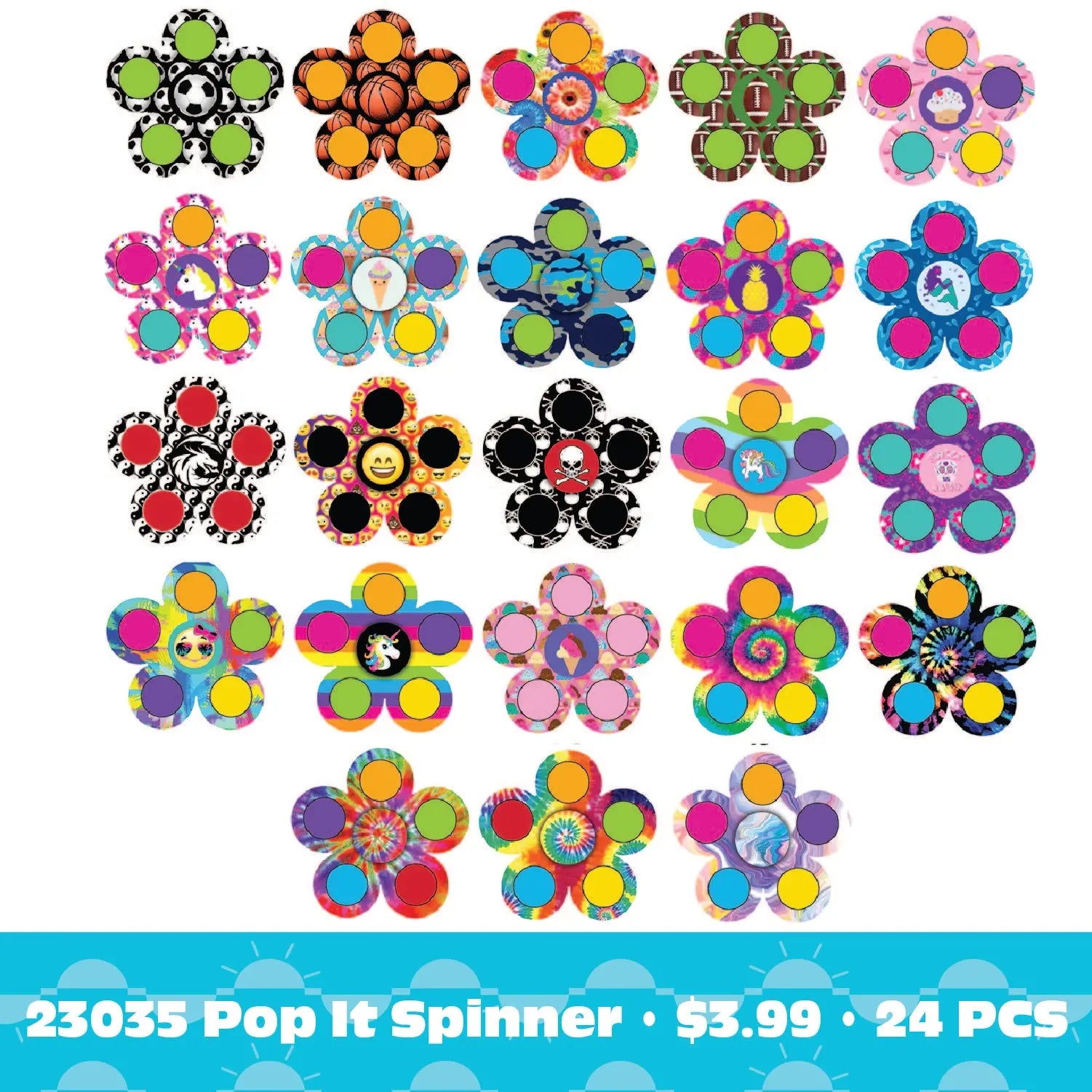 Fidget Pop Spinner Toy - 24 Pieces Per Retail Ready Display 23035 KIPP BROTHERS
