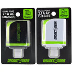 AC Wall Charger with Dual USB Ports 2.1 Amp - 3 Pieces Per Pack 24443 GADGET GEAR