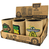 Neoprene Hemp Lined Can and Bottle Cooler - 6 Pieces Per Retail Ready Display 30000