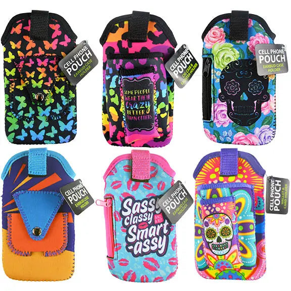 Cell Phone Pouch Neoprene with Pocket - 6 Pieces Per Retail Ready Display 88270 GADGET GEAR