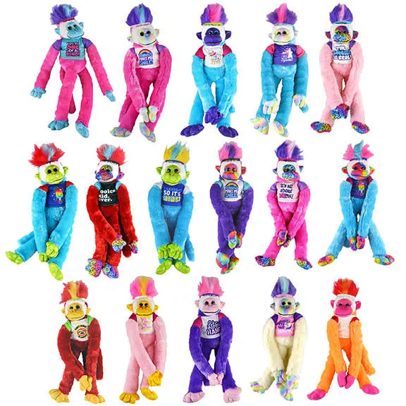 Plush Mohawk Monkey Assorted Floor Display - 18 Pieces Per Retail Ready Display 88284 KIPP BROTHERS