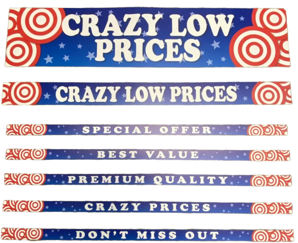 Merchandising Fixture - 4' Merchandising 7 Sign Set 974640 NOVELTY INC