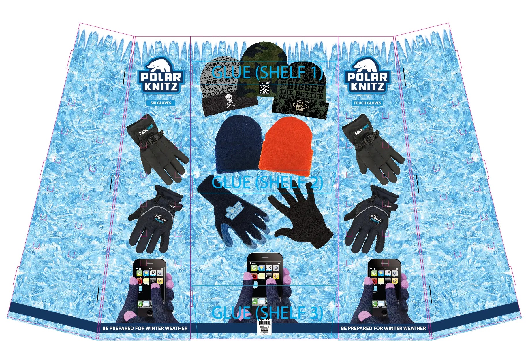 Merchandising Fixture - Winter Corrugated Floor Display 974700 POLAR GEAR