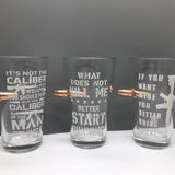 16 oz Tac Gear Bullet Pint Glass - 6 Pieces Per Retail Ready Display 23151