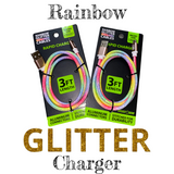 Charging Cable Rainbow Glitter USB to Micro USB 3FT - 20 Pieces Per Pack 23608MN