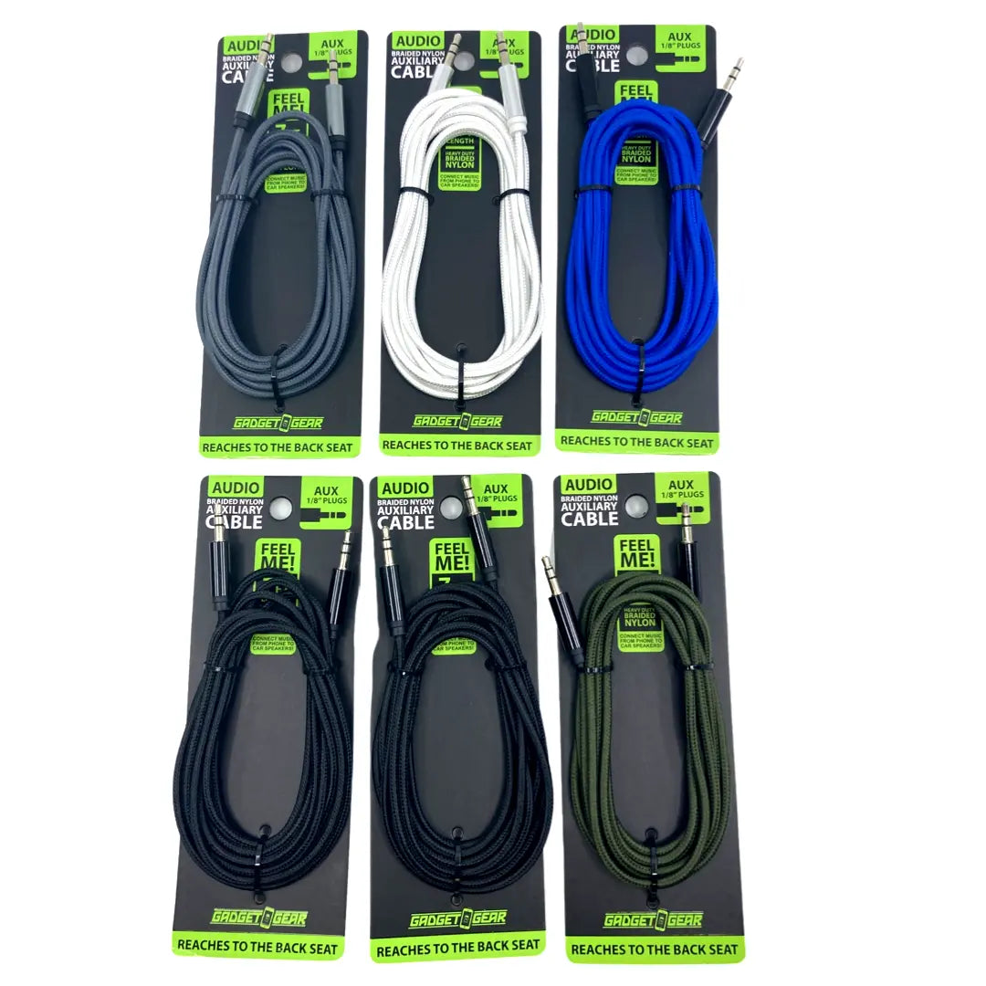 Auxiliary Audio Cable 7FT - 6 Pieces Per Retail Ready Display 23197 GADGET GEAR